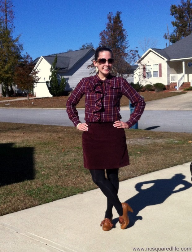 plaid, maroon, tights, and oxfords | NCsquared Life