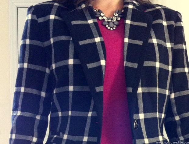 plaid blazer and pink sweater | NCSquared Life