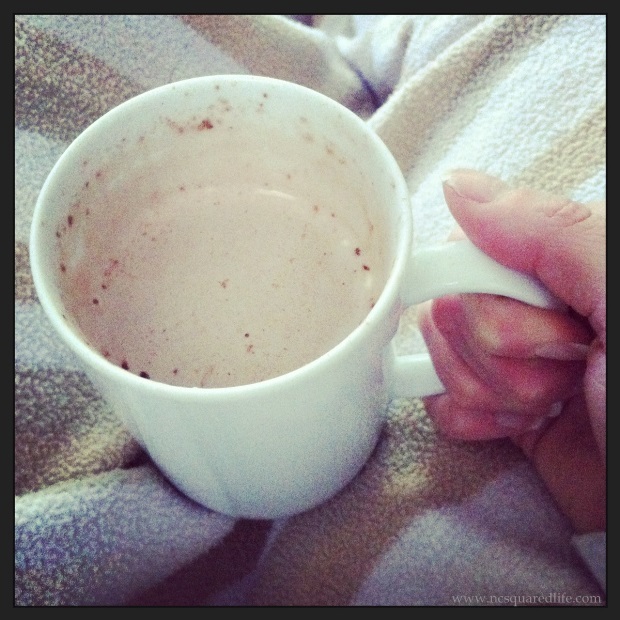 mug of hot cocoa and cozy blanket on a cold day | NCsquared Life